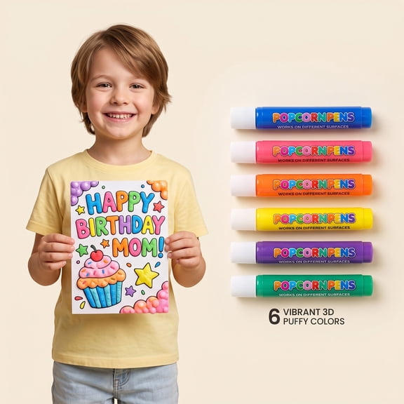 3D Relief Art Pen, Popcorn Pens, Puffy Popcornpens Art, 3D Magic Popcorns Pen,3D Art Pens, Works on Different Surfaces