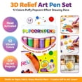 thumbnail image 1 of 3D Relief Art Pen Set with 12 Colors - Puffy Popcorn Effect Drawing Pens, Heat Activated Craft Tool for Paper Fabric Glass Wood DIY Art Projects, Creative Gift for Art Lovers, 1 of 8