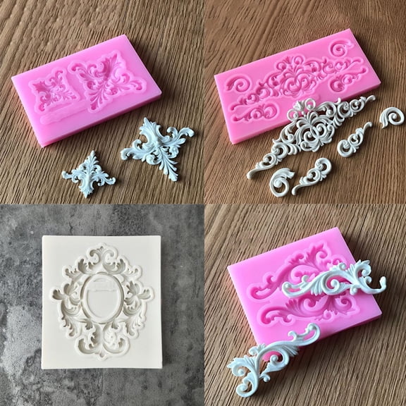 3D Relief Flower Silicone Fondant Mold Chocolate Cake Border Decoration Mould-Relief Frame