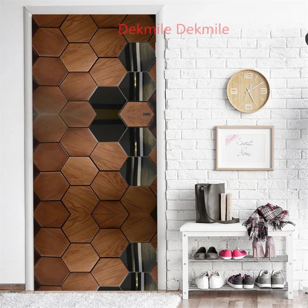 3D Relief Visual Stereo White Door Wallpaper With Glue Sticker Minimalism Stickers De Porte