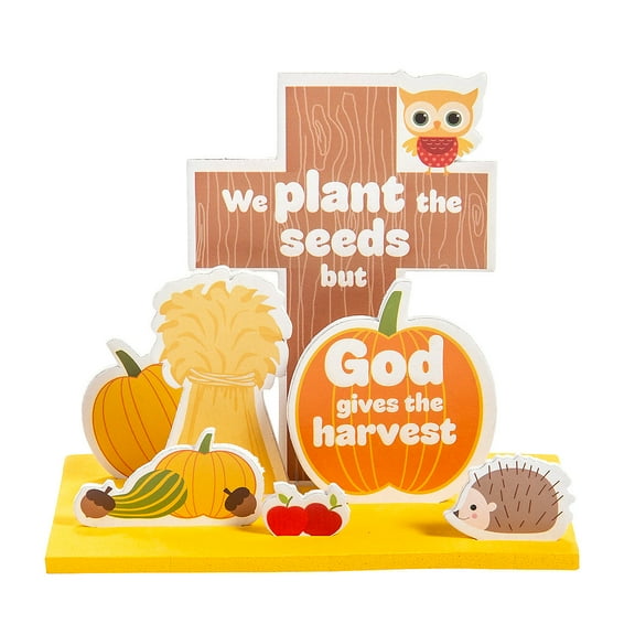 6" x 5 1/4" 3D Religious Fall Harvest Cross Stand-Up Craft Kit Makes 12