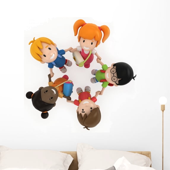 3D Render School Kids Wall Decal by Wallmonkeys Peel and Stick Graphic (36 in H x 36 in W) WM78739