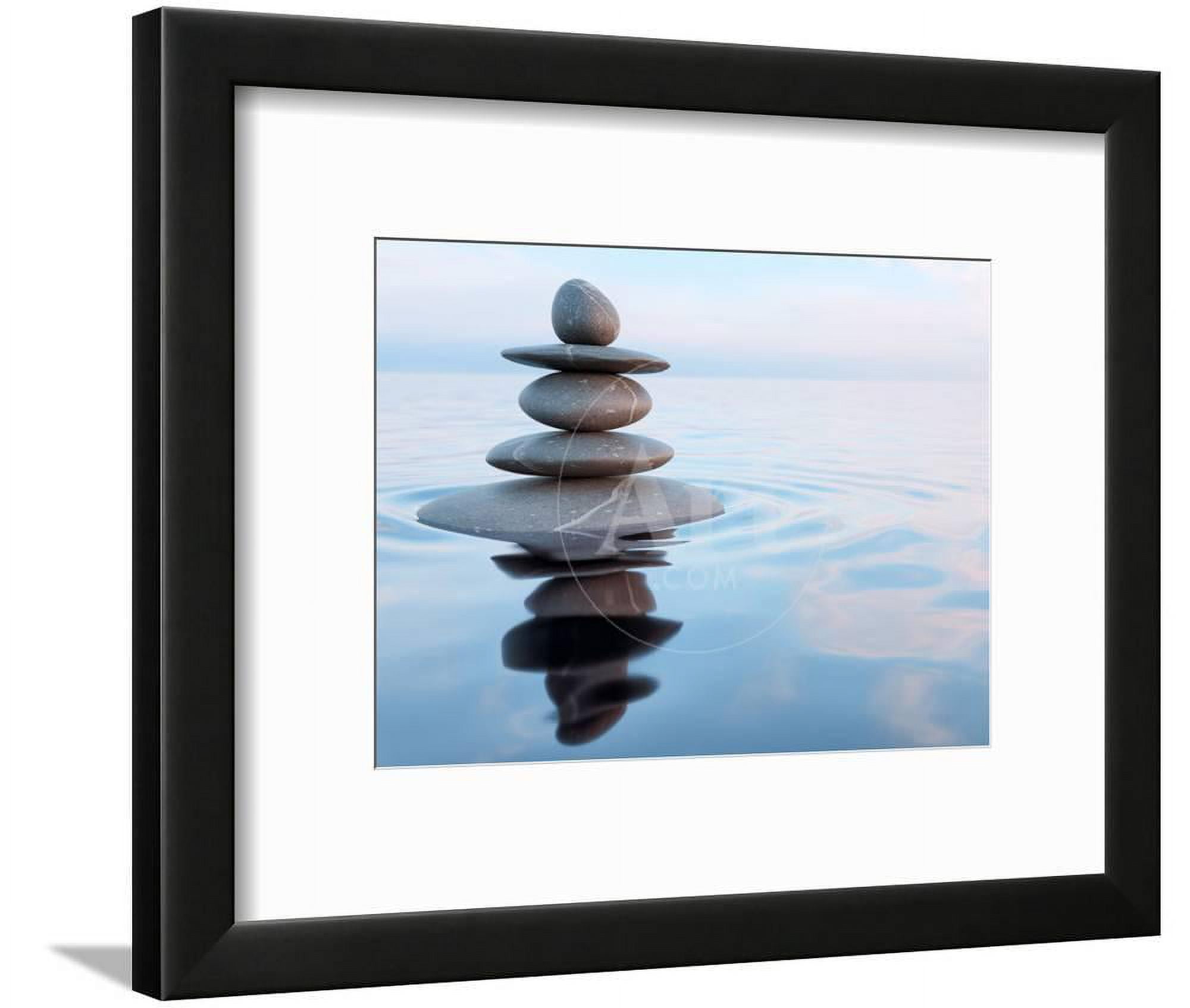 3D Rendering of Zen Stones in Water with Reflection - Peace Balance  Meditation Relaxation Concept' Photographic Print - f9photos