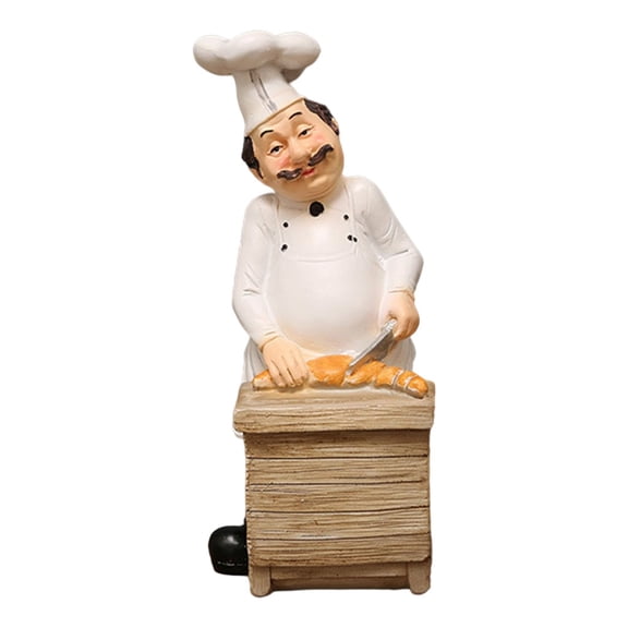 3D Resin Chef Figurine Restaurant Figurine Statue Decor 9x11x23cm