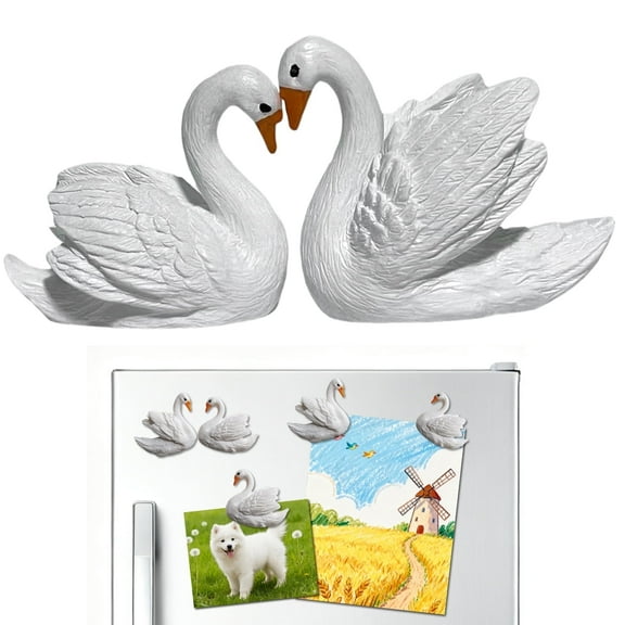 3D Resin Relief Fridge Magnets,2PCS Cute White Swan Strong Decor Refrigerator Magnets,Small Magnets for Whiteboard,Classroom,Lockers, Photos and Notes