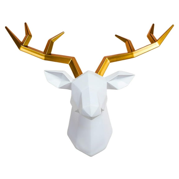3D Resin Statue Figurines Wall Sculpture Wall Mount Decoration Elk Deer Head Wall Decor for Farmhouse Bedroom Dinning Room Office
