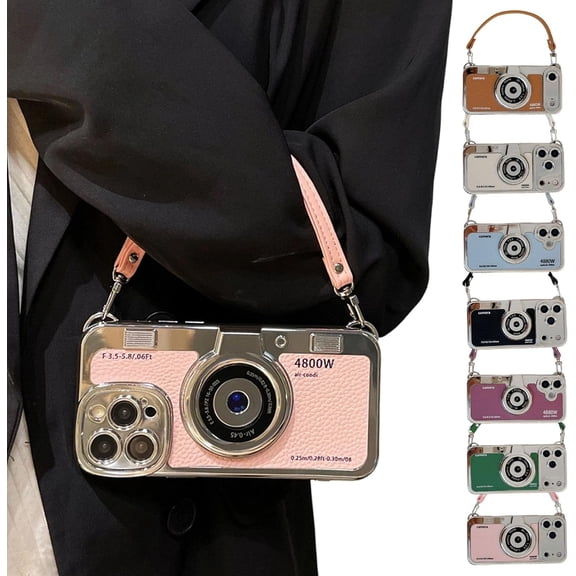 3D Retro Camera Graphic Phone Case PU Leather Strap for iPhone 17/16/15/14/13/12/11, Phone Case Looks Like Vintage Camera, Adding Vintage Chic to Smartphone