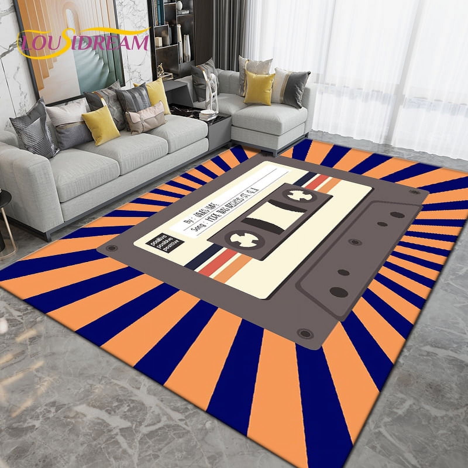 3D Retro Radio Cassette Tape Design Area Rug Large Carpet Rug for ...