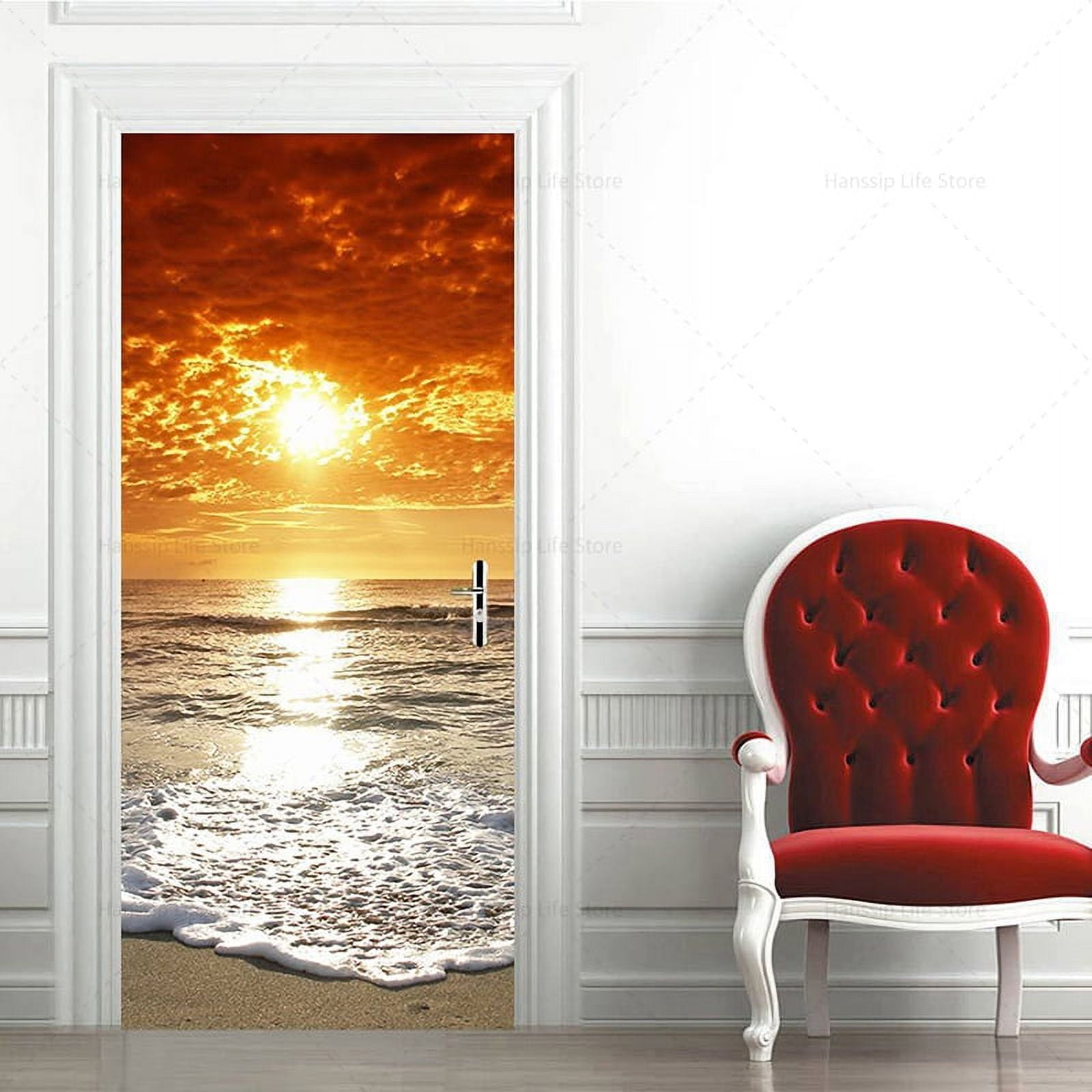 3D Retro Self Adhesive Door Sticker Waterproof PVC Wood Grain Removable