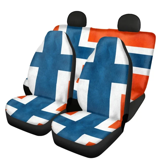 3D Retro Soft Norway Flag Front/Back Car Seat Covers Design Slip