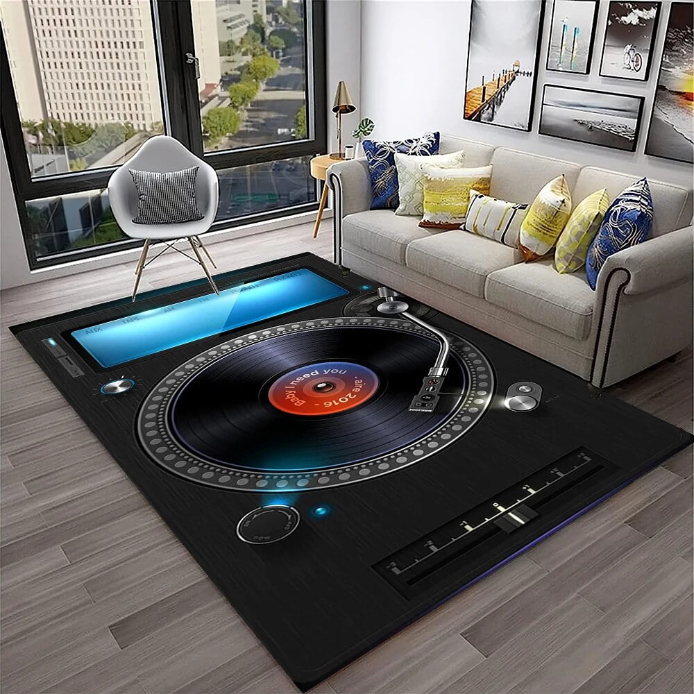 3D Retro Vinyl Record Music Rug for Home Living Room Bedroom Sofa