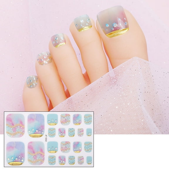 3D Rhinestones Toenail Stickers Toenail Polish Strips Toenail Art Stickers Waterproof Toenail Wraps Foot Stickers