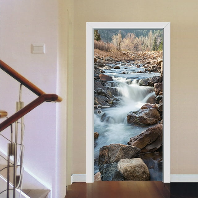 3D Road Landscape Door Stickers Natural Scenery Home Bedroom Wallpaper ...