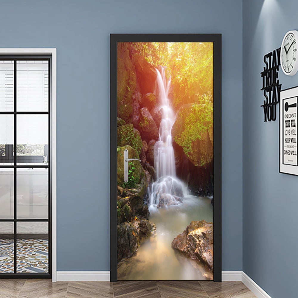 3D Road Landscape Door Stickers Natural Scenery Home Bedroom Wallpaper ...