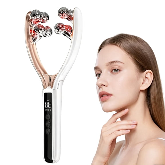 3D Roller Facial and Body Massager with Display Screen, White