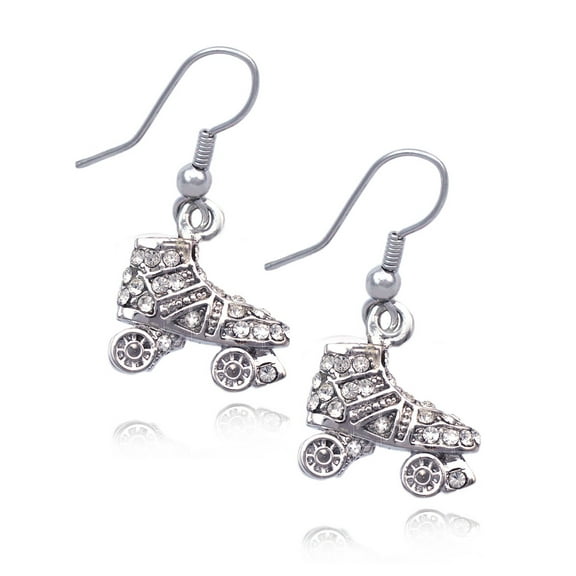 3D Roller Skates Skating Shoes Hook Earring Jewelry (Clear)