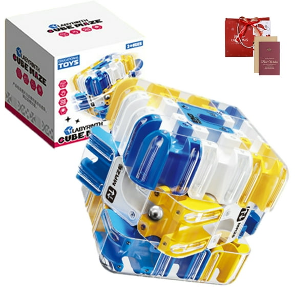 3D Rolling Ball Maze Cube - 2026 Upgraded Large Labyrinth 3D Puzzle Maze Cube, 3D Puzzle Maze Ball Labyrinth Cube for Spatial Awareness Brain Training