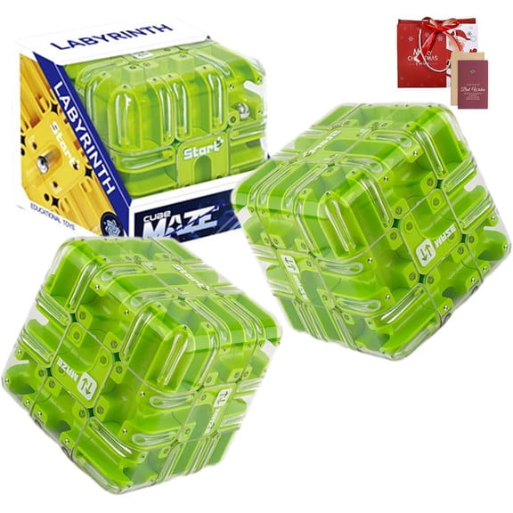 3D Rolling Ball Maze Cube - 2026 Upgraded Large Labyrinth 3D Puzzle Maze Cube for Spatial Awareness Brain Training