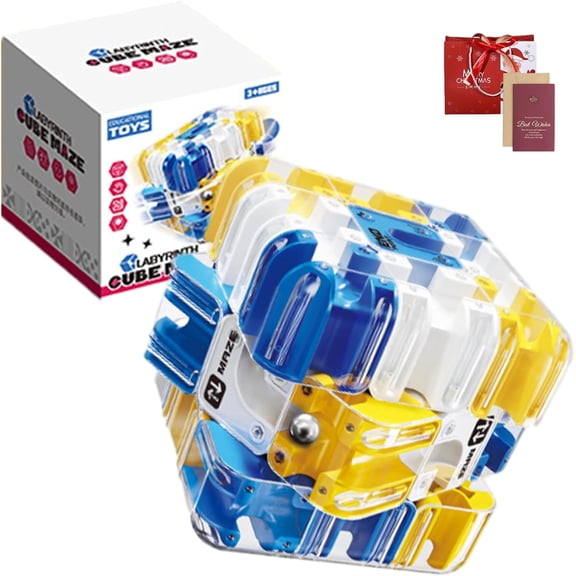 3D Rolling Ball Maze Cube - 2026 Upgraded Large Labyrinth 3D Puzzle Maze Cube for Spatial Awareness Brain Training