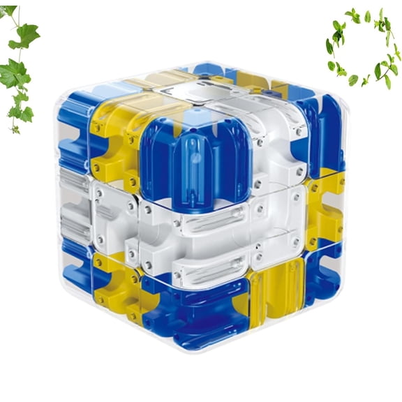 3D Rolling Ball Maze Cube,2026 new Large Labyrinth 3D Puzzle Maze Cube Relief and Logical Thinking Training Educational Game(Blue)