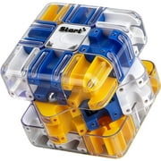 3D Rolling Ball Maze Cube, Large Labyrinth 3D Puzzles Maze Cube, Clear Transparent with Blue and Yellow Accents, Educational Focus Game Gift