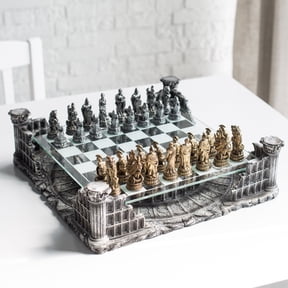 3D Roman Gladiator Pewter Chess Set