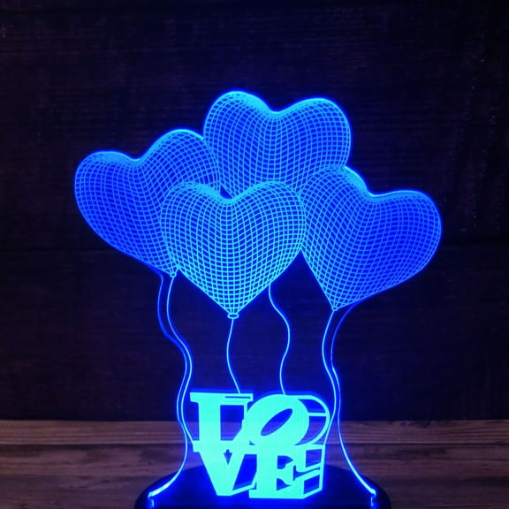 3D Romantic Love Balloon Acrylic for LED Lamp Base (Acrylic Only. Led Base Sold Seperately)