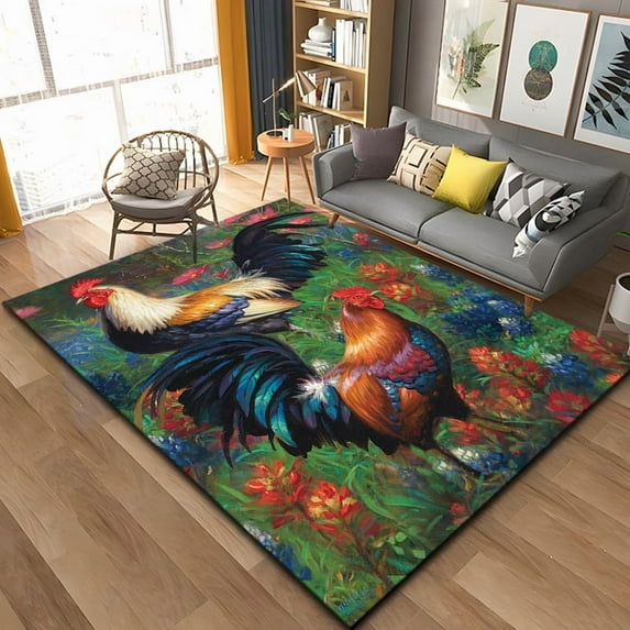3D Rooster and Hen Chicken Area Rug Large Carpet Rug for Living Room Bedroom Sofa Doormat ration alfombra dormitorio
