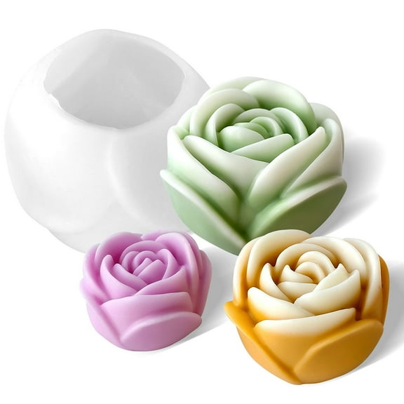 3D Rose Aromatherapy Candle Silicone Molds, 3PCS Rose Resin Candle Mold, Rose Silicone Fondant Mold for Handmade Chocolate Candy Cake Dessert Soap Wax Candle Polymer Clay Art Craft