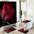 3D Rose Bathroom Curtain Set Nature Flowers Creative Water Floral