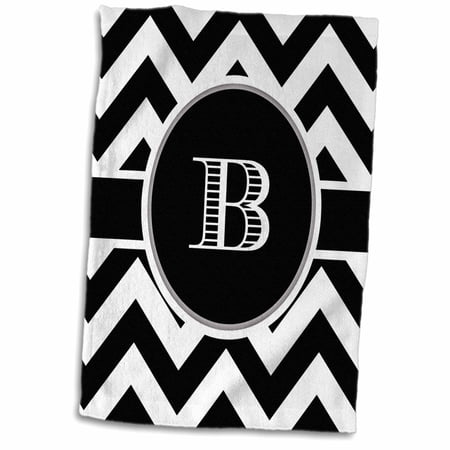 3D Rose Black and White Chevron Monogram Initial B Hand Towel 15 x 22 Multicolor