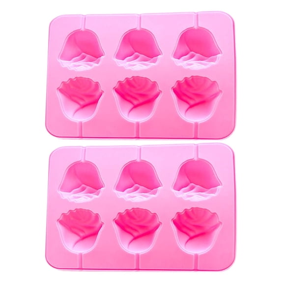 3D Rose Cake Pop Mold - 2-Pack Silicone Flower Chocolate Candy Lollipop Molds with 300pcs Bags and Sticks- Non-Stick Sucker Mold for DIY Gifts, Mother's Day, Birthdays, Baking Supplies