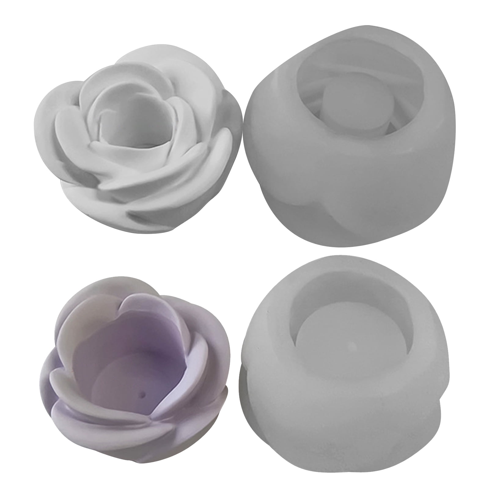 3D Rose Candlestick Resin Silicone Mold Valentines Day Exploy Casting Mold Elegant Flower Candle Holder Molds DIY Crafts