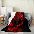 thumbnail image 1 of 3D Rose Floral Sherpa Blanket Throw 50x60,Romantic Valentine's Day Blanket Women Lovers,Red Rose Flower Throw Blanket,Lovers Red Black Rose Fuzzy Blanket for Home Room Decor, 1 of 5