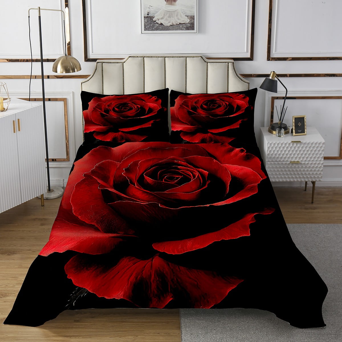 3D Rose Floral Twin Size Coverlet Set,Romantic Valentine's Day ...