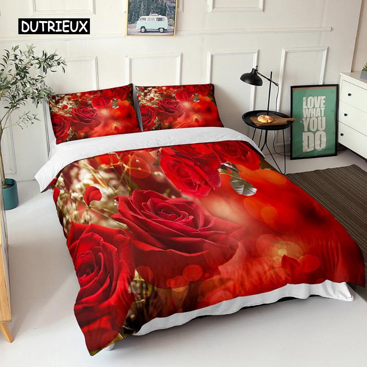 3D Rose Flower Bedding Set 3D Print Duvet Cover Quilt Cover with Zipper
