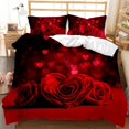 3D Rose Flower Bedding Set Woman And Flowers Duvet Cover Red Black