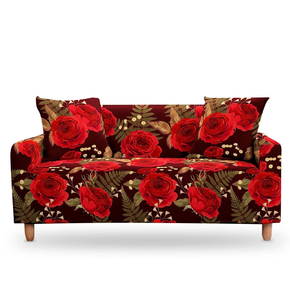 Flower Pattern Recliner Sofa Cover For 3 Seats