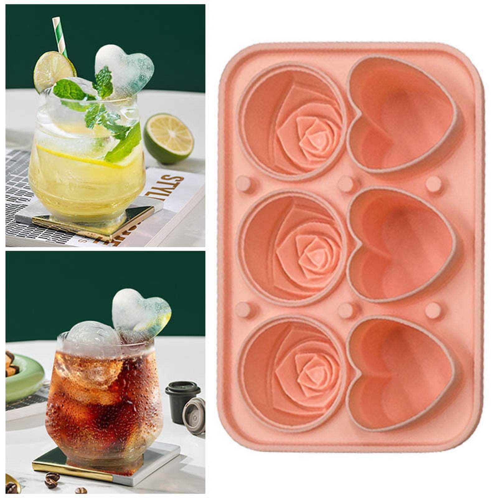 3d Rose Ice Molds And Heart Ice Molds, Large Ice Cube Trays, Make 6 Giant  Cute Flower And Heart Shape Ice,silicone Rubber Fun Big Ice Ball Maker For  C