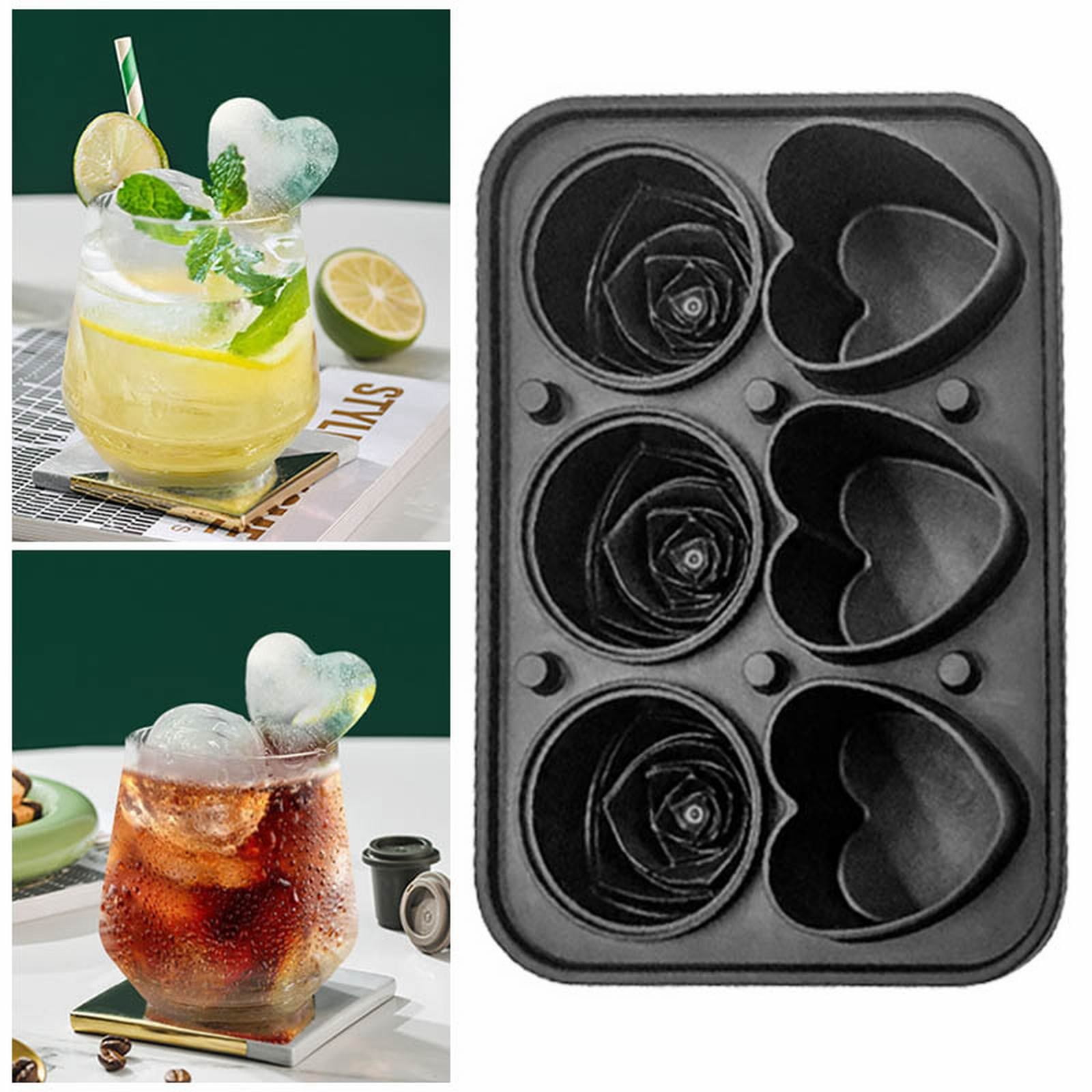 Rose Ice Cube Mold, Heart Shapes Ice Cube Tray, Silicone Ice Mold Fun  Shapes with Clear Funnel-type Lid, 3 Heart & 3 Rose Ice Balls for Chilling  Whiskey Cocktails Drinks, Pink 