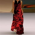 thumbnail image 1 of 3D Rose Printed Maxi Dresses For Women 2023 New Summer Ladies Sleeveless V-neck Print Retro Dress Women's Clothing Robe Femme, 1 of 5