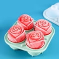 thumbnail image 1 of 3D Rose Shape Ice Cube Tray Silicone Mold 4 Big Rose Flower Ice Cube Mould, 1 of 8