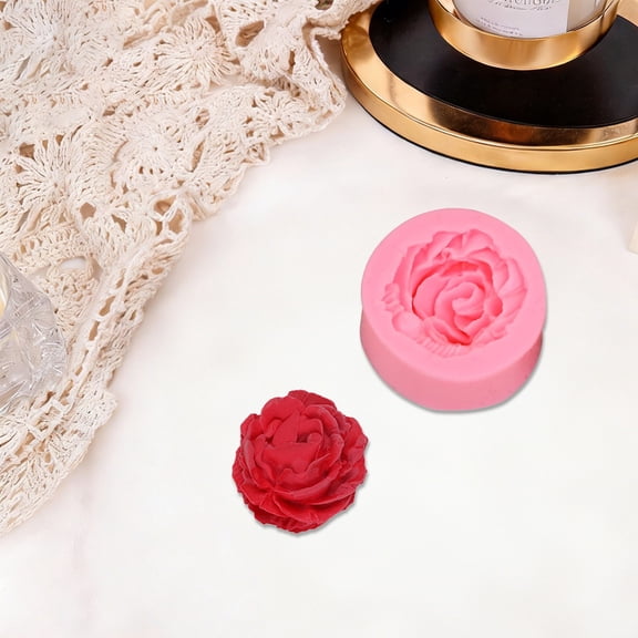 3D Rose Shape Silicone Mould Fondant Cake Mold DIY Handmade Baking Tool For Cupcake Dessert Decoration,Pink,1PC