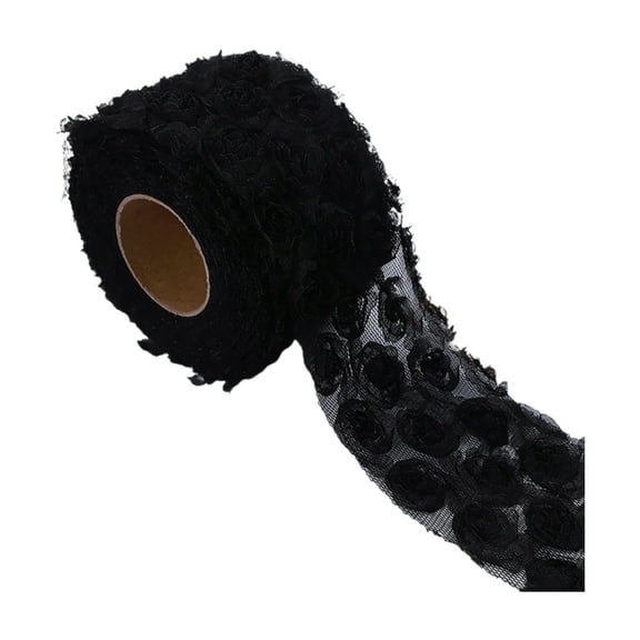 3D Rose Solid Color Diy Ribbon, Sewing Ribbon 3 D Rose Solid Color Wrap Decoration Diy Ribbon Wedding Decoration, a Roll of Ribbon