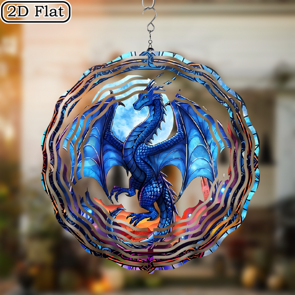 3D Rotating Ancient Dragon Wind Chime -360 degree Rotating Design Courtyard Garden Decoration Modern Art Natural Inspiration Wind Chime 10 * 10 No Electricity Required