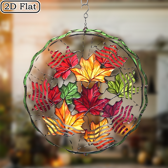 3D Rotating Autumn Maple Leaf Wind Chime -360 degree Rotating Design Courtyard Garden Decoration Modern Art Natural Inspiration Wind Chime 10 * 10 No Electricity Required
