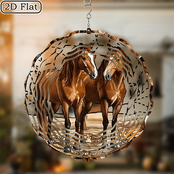3D Rotating Charming Horse Hanging Wind Chime - Concentric Spiral Design Courtyard Garden Decoration Modern Art Natural Inspiration Wind Chime 10 * 10 No Electricity Required