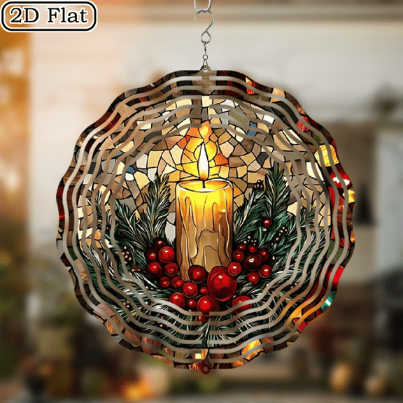 3D Rotating Circular Candle Design Theme Hanging Wind Chime - Concentric Spiral Design Courtyard and Garden Decoration Modern Art Natural Inspiration Wind Chime 10 * 10 in No Need for Electricity
