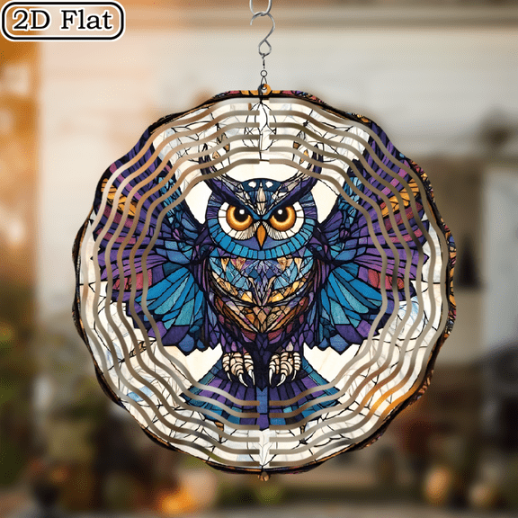 3D Rotating Flying Owl -360 degree Rotating Design Courtyard Garden Decoration Modern Art Natural Inspiration Wind Chime 10 * 10 No Electricity Required