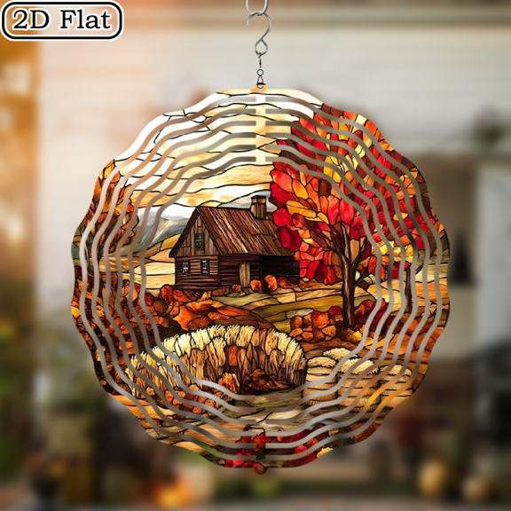 3D Rotating Rural Landscape Hanging Wind Chimes - Concentric Spiral Design Courtyard Garden Decoration Modern Art Natural Inspiration Wind Chimes 10 * 10 No Electricity Required